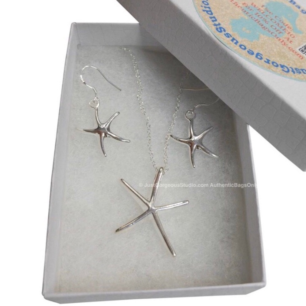 GIFT SET: Starfish Necklace + Dangle Earrings Set